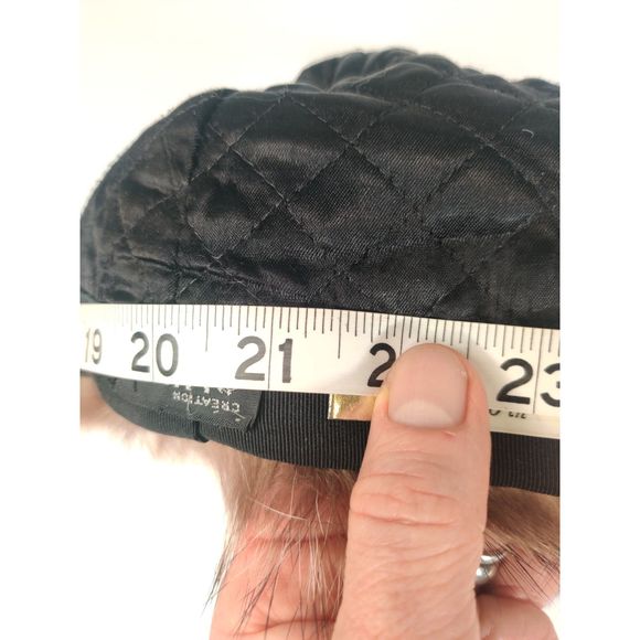 Vintage Creation Luna Racoon Hat with Black Suede 20.5\